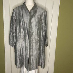 Eileen Fisher Silver/Gray Crinkle Coat
